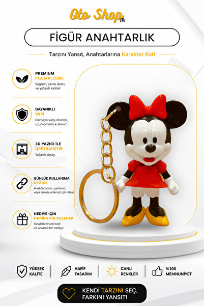 OTOSHOPTR Mickey Minnie Miki Fare Anahtarlık & Çanta Süsü (Hareketli. Hediyel...