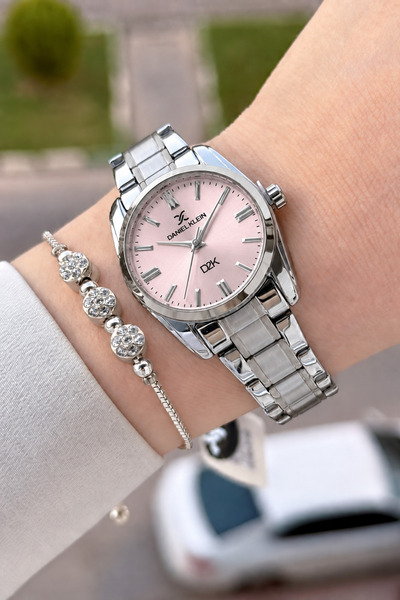 Daniel Klein Kadranı Pembe Kordonu Gümüş Renk 30 Mm Hediye Paketli Kadın Kol ...