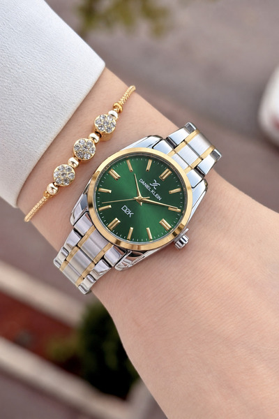 Daniel Klein Kadranı Yeşil Kordonu Altın Metalik Renk 30 Mm 2 Yıl Garantili K...