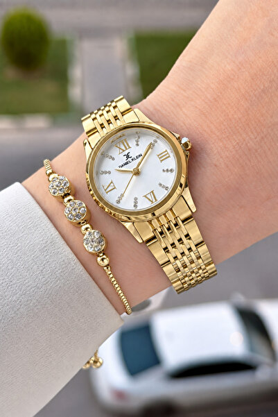 Daniel Klein Gold Color 28 mm Women's Wristwatch with Gift Packaging