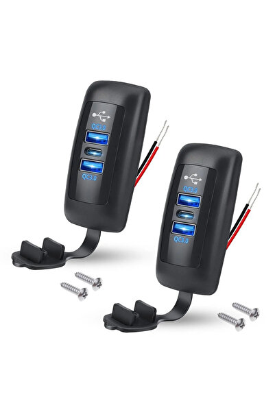 Kebidumei 2PCS 3-Ports Car Charger Socket Dual USB PD QC3.0 Port Quick Charge...