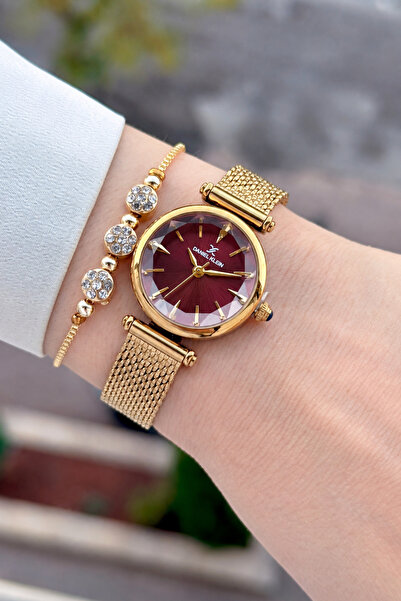 Daniel Klein Dial Claret Red Cord Gold Color 26 mm 2 Year Warranty Women's Wr...