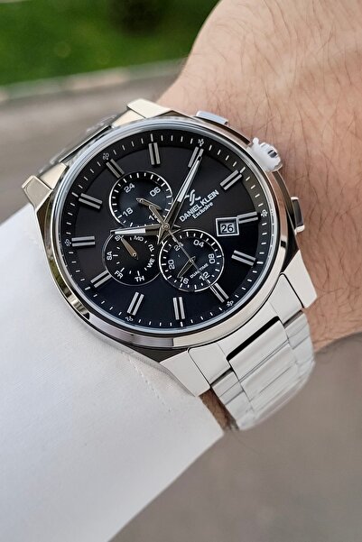 Daniel Klein Men's Wristwatch with Black Dial, Gray Color Strap, 44 Mm, Funct...