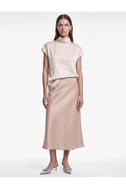 Koton Normal Waist Flared Midi Satin Skirt
