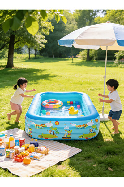 Generic 300×180×60cm Three-Layer Thickened Inflatable Family Swimming Pool (C...