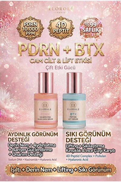 2'li Lifting Yüz Serumu Seti - PDRN Somon DNA Serum 30 ML + BTX Peptide 4D Serum 30 ML - Niacinamide ve Hyaluronik Asit İçeren Sıkılaştırıcı ve Aydınlatıcı Glass Skin Seti