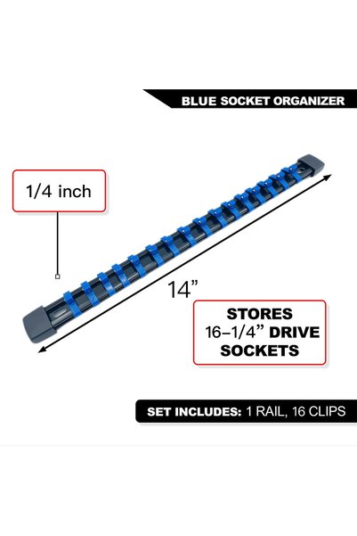 Choice1 1-4(6.3mm)-Blue 1/4' 3/8' 1/2' Wrench Holders Traight Plastic Univers...