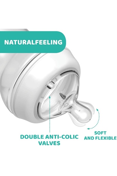 Chicco Naturalfeeling Baby Bottle Teat 4 Month Flow Adjustable Set of 2