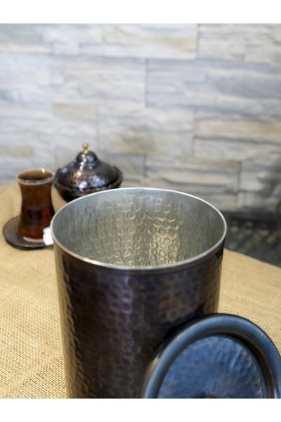 Bakır Concept Copper Tea Canister Hammer Forged Model Oxidized Copper Color