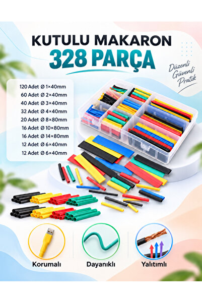 Unichrome 328 Parça Kutulu Heat Shrink Makaron Daralan Kablo Tamir Seti