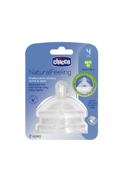 Chicco Naturalfeeling Baby Bottle Teat 4 Month Flow Adjustable Set of 2