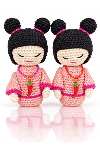 LuxBody 2’li El Yapımı Amigurumi Kız Figürü 12 cm – Japon Esintili Dekoratif ...