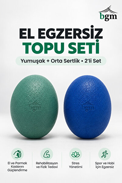 bgm Silikon El Egzersiz Topu | 2'li Başlangıç Seti Güçlendirme Stres Topu | F...