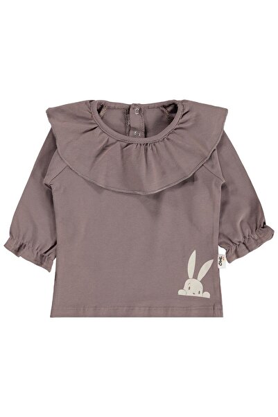 Civil Baby Rabbit Printed Drawstring Sleeve Sweatshirt for 6-18 Months - Brown