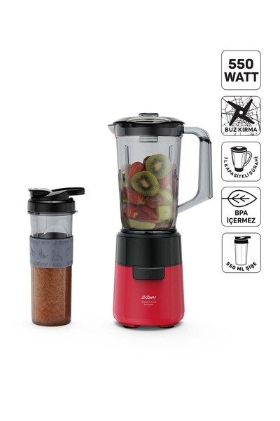 Arzum AR1196 Shake'N Take Megamix Sürahi Blender 550W, 1L Sürahi, 550 ml Taşı...