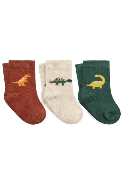 Civil Baby Dinosours 3'lü 6- Bebek Erkek Çorap Set - Standart
