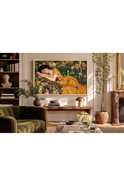 Boho wellness studio Çerçeveli MDF Gustav Klimt Esintili Uyuyan Kadın Sanat R...