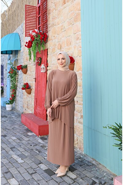 NİSUM MODA Pİliseli Sandy Etekli Takım