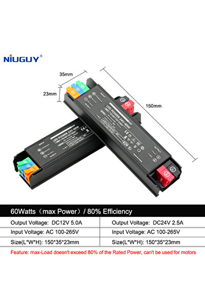 Choice DC 24V 60W AC100-265V LED Lighting Transformer Ultra-thin AC100-265V t...
