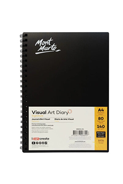Mont Marte Signature Siyah Sayfalı Görsel Sanat Günlüğü 140gsm A5 80 Sayfa