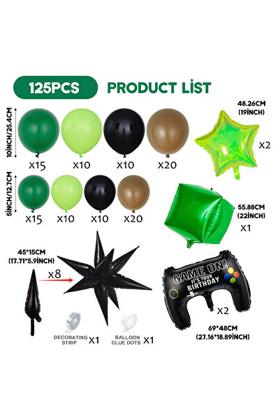 Choice Other 125pcs 125 Pcs Green and Black Brown Controller Balloon Arch Kit...