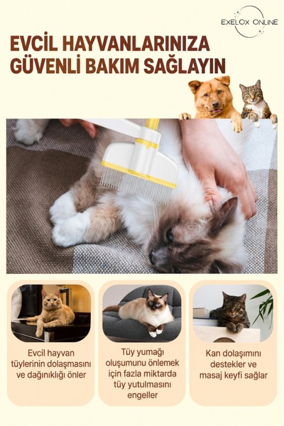 Exelox Rotating Head Cat and Dog Comb 360 °   Rotating, One-Button Cleaning Hair Removal Comb