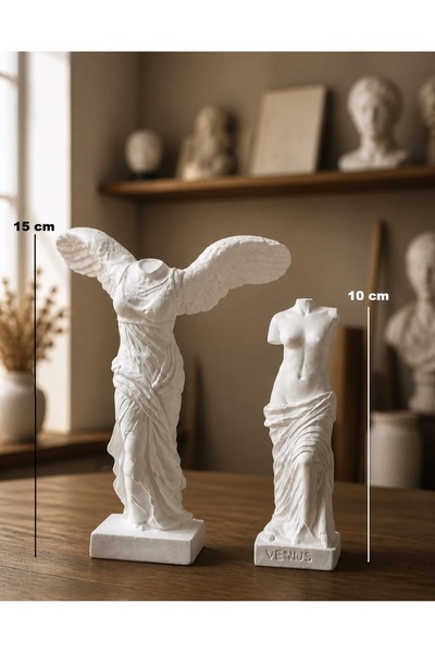 Yaratıcı sanatlar atölyesi 2'li Minimal Antik Yunan Başsız Nike Heykeli & Ven...
