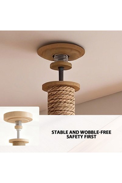 Vitakit Height Adjustable Floor to Ceiling Solid Wood Cat Tower, Sisal Post with Acrylic Capsule Multi-Level Cat Tree