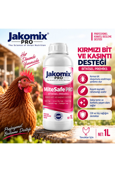 MiteSafe PRO 1 L – Tavuk ve Kanatlılar İçin Bitkisel Premiks – Kırmızı Bit & Desteği