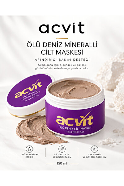 Acvit Ölü Deniz Cilt Maskesi 150 ML | Gözenek Temizleyici, Arındırıcı ve Cilt...