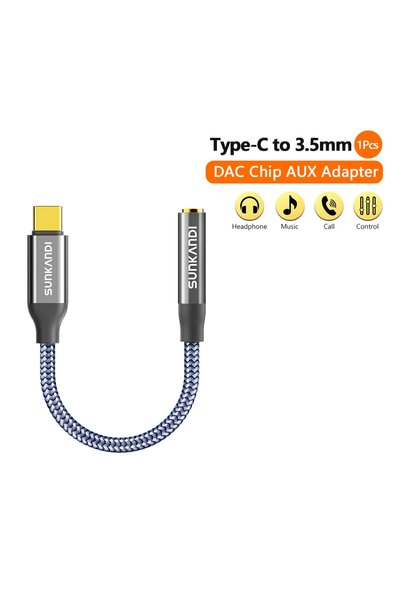 Choice محول سماعة رأس SUNKANDI USB C إلى 3.5 مم أنثى رمادي اللون بطول 0.12 مت...