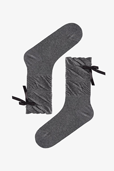 Penti Antrasit Draped Ribbon Pamuklu Soket Çorap
