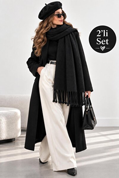 Wearflawless Sevgililer Günü Özel Seri Siyah Atkı ve Ressam Beresi Seti, Sevg...