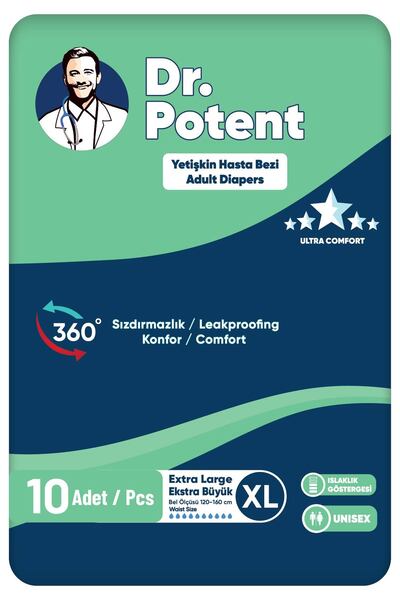 DR POTENT Dr.Potent Xlarge (XL) Size Extra Large Patient Diapers with Waist B...