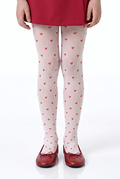 Penti Beyaz Pretty Red Little Heart Külotlu Çorap