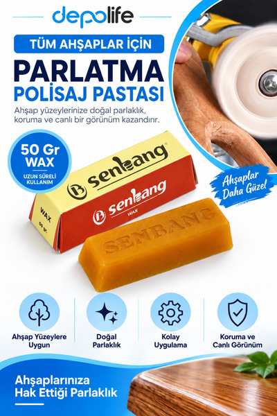 Depolife Tüm Ahşaplar Için Parlatma Polisaj Pastası Balmumu Macunu 50 Gr. Wax...