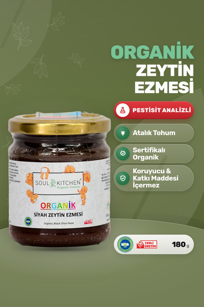 Soul Kitchen Organik Ürünler Organik Siyah Zeytin Ezmesi Katkısız 180 g