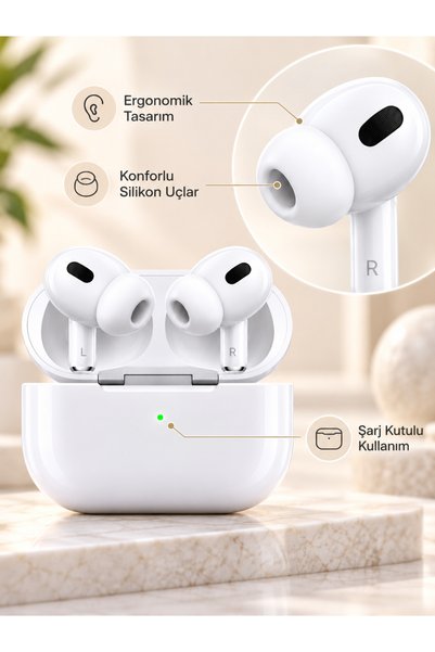 TECHNOMEN Bluetooth Kulaklık Ios Android Uyumlu Kablosuz Hızlı Şarj Beyaz