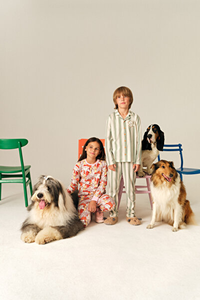 Penti Kız Çocuk Pembe Fur-Ever Friends Pamuklu Uzun Kollu 2'li Pijama Takımı