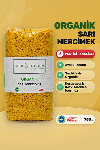 Soul Kitchen Organik Ürünler Organik Sarı Mercimek Katkısız 750 g