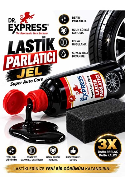 Drexpress Premium Lastik Parlatıcı Jel 500 ml Uzun Süre Etkili Yeni Görünüm Pratik Uygulama Sünger Hediyeli