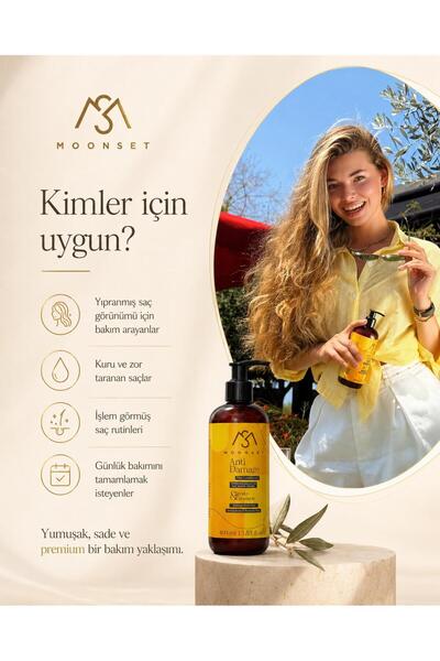 moonset Yıpranma Karşıtı Saç Bakım Kremi – Kolajen + Keratin Destekli Onarıcı & Nemlendirici Krem (400 ml)