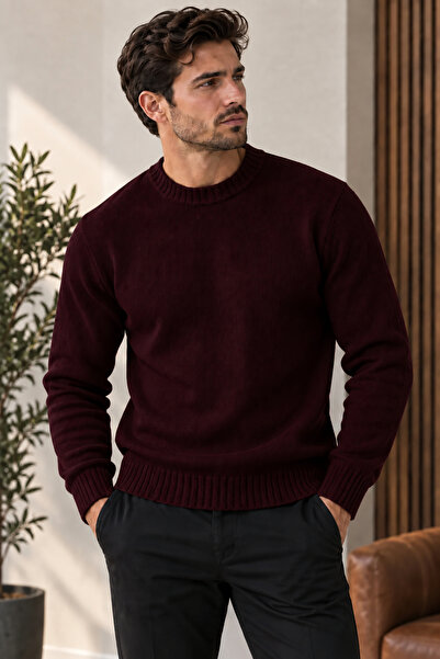 EMR Online Men's Knitwear Sweater Crew Neck Long Sleeve Basic Knit Winter Swe...