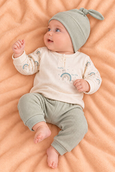 Rocha Baby Rocha Baby Waffle Textured Turtle Patterned 3-Piece Set Rainbow Pr...