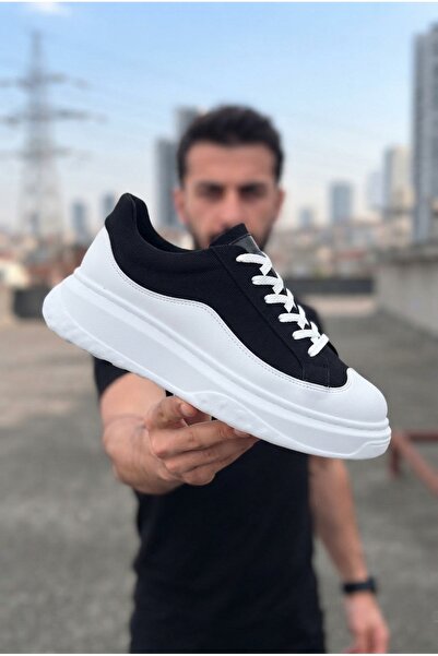 Zerenyus Alone Premium Quality Lace-Up Casual Men's Black and White Sneaker