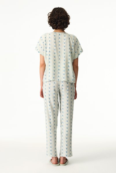 Penti Set de pijamale cu pantaloni și cămașă în dungi, verde deschis, Serenity