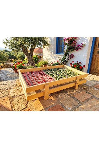 Limon Dekor Doğal Huş Ağacı İstiflenebilir Gıda Kurutma Teli - Büyük 2'li Set (73x45 cm) - Ahşap Meyve, Sebze ve Ot Kurutmalık Tepsisi