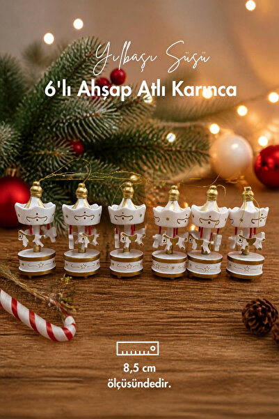 Bimotif Christmas Ornament, Carousel, 8.5 Cm White (6 Pieces)