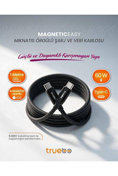 truebo MagneticEasy Dayanıklı Şarj ve Veri Kablosu