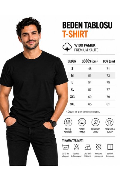 ETİFA Ataturk Signed White Premium Unisex 100% Cotton Black Printed T-Shirt